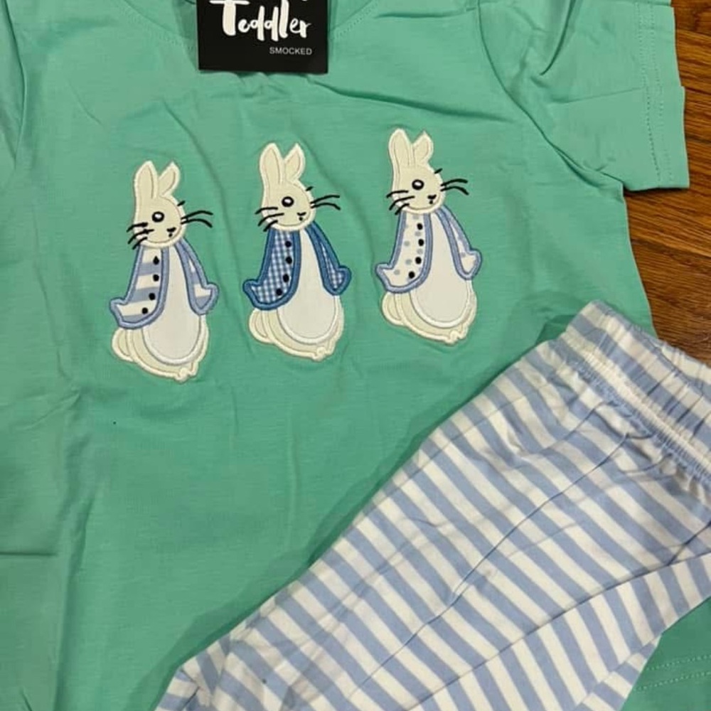 Aqua and Blue Bunny Pajamas